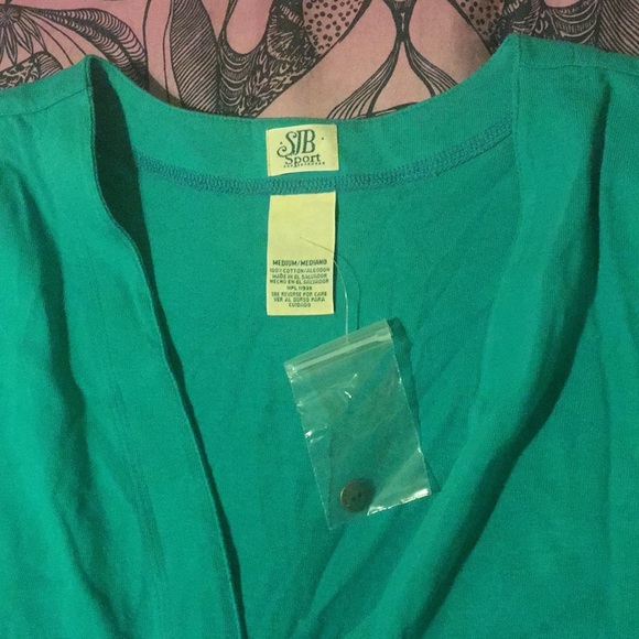 SJB SPORT 2-Pocket Teal Cardigan Jacket NWT M - Picture 3 of 5